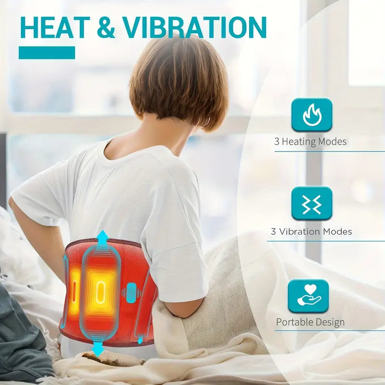 Cordless, Wearable Lower Back Massager | Heating Pad for Back Pain Relief